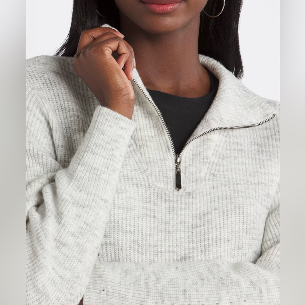 Quarter Zip Pointelle Sweater - Picture 4 of 9